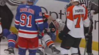 Scott Hartnell vs Brandon Dubinsky Feb 15 2009 [upl. by Neevan]