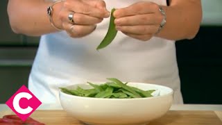 How to string and tip snap snow peas [upl. by Neerehs]