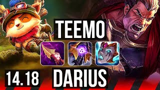 TEEMO vs DARIUS TOP  Rank 1 Teemo 9213 2200 games Dominating  NA Challenger  1418 [upl. by Taima237]