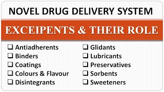 EXCIPIENTS amp THEIR ROLE  NOVEL DRUG DELIVERY SYSTEM [upl. by Ydnys]