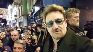 Bono U2 Hozier Kodaline The Script Glen Hansard Grafton Street busking Christmas Eve 2015 [upl. by Marquis874]