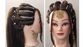 Modern open hairstyles for festival  Hairstyles for bride sister  Easy hairstyles [upl. by Trutko]