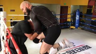 Ramsey Dewey MMA coach retired pro fighter Kickboxing sparring session [upl. by O'Dell733]