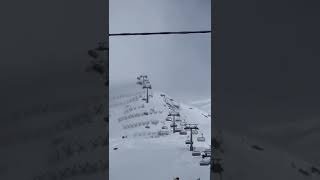 High Speed Winds Batter Chairlift in Ski Domain [upl. by Ellennahs576]