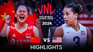 🇨🇳 CHINA vs USA 🇺🇸  Highlights  Womens VNL 2024 [upl. by Bandeen]