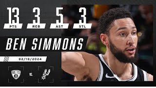 Ben Simmons stuffs the stat sheet in Nets’ win vs Spurs  NBA on ESPN [upl. by Sella247]