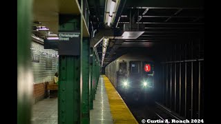 IRT 7th Avenue Local South Ferry bound R62A 1 train  Christopher StreetStonewall [upl. by Harhay]