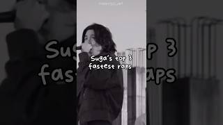 Suga’s top 3 fastest raps bts suga agustd btsarmy trending viral rap kpop fastrap yoongi [upl. by Nibor78]