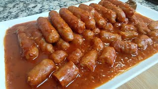 SALCHICHAS EN SALSA 😋 una delicia que os encantará 🤤 la receta de mi abuela paso a paso 👌🏼 [upl. by Rosenthal263]