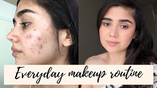 My everyday makeup routine acne scars sensitive skin [upl. by Alfonso330]