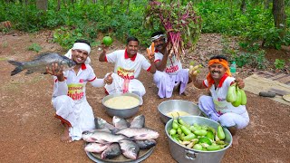 Bengali famous Sukto recipe Sorshe Katla cooking for village people  villfood Kitchen [upl. by Meijer]