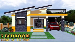 HOUSE DESIGN IDEA w ROOF DECK  3 BEDROOM  875 SQM  10MX105M  SIMPLE HOUSE DESIGN  BAHAY [upl. by Fey]