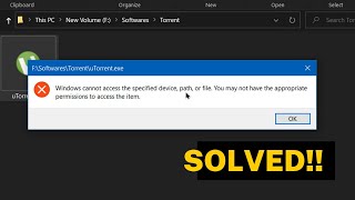 How do I fix windows Cannot access the specified device path or file FIXED 2021  Windows 10 [upl. by Fairlie]