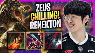 ZEUS CHILLING WITH RENEKTON  T1 Zeus Plays Renekton TOP vs Jax  Season 2023 [upl. by Raf]