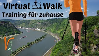 Virtuelles Walking für Laufband und Crosstrainer  Laufband Video  Heimtraining  Rhein Landschaft [upl. by Amsaj]