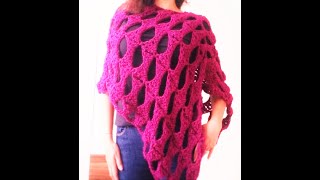 🥰PONCHO A CROCHET RECTANGULAR AQUÍ TUTORIAL POR MARICITA COLOURS [upl. by Angelis]