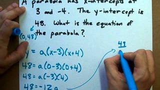 How to Get the Equation of a Parabola given its intercepts and a point [upl. by Cobby]