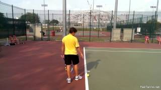 Tennis Serving Tip The quotDrunkenquot Serve [upl. by Anikram714]