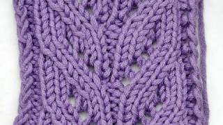 How to Knit  Lace Stitch Leaves Rib  Knitting Stitch [upl. by Gamal]