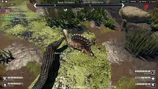 Spinosaurus VS Deinosuchus  ROBLOX Prior Extinction [upl. by Elaweda]