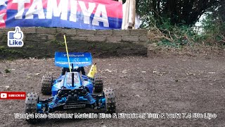 Tamiya Neo Scorcher Matallic Blue amp Etronix 15 Turn amp Voltz 74 v 50C Lipo [upl. by Chavey]