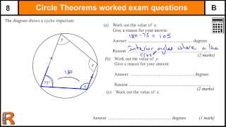 Circle Theorems BA GCSE Higher Maths Worked Exam paper revision practice amp help [upl. by Adamok315]