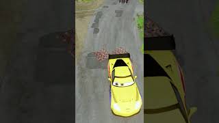 Funny Cartoon Cars vs Spikes Bollards beamngdrive [upl. by Brooks334]