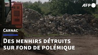 Polémique après lemballement autour de la destruction de petits menhirs à Carnac  AFP [upl. by Guenevere]