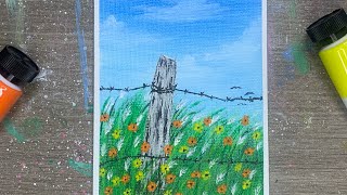 Acrylic Painting for Beginners  Easy Spring Painting [upl. by Docila]