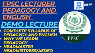 SST General Females Introduction to Pedagogy  FPSC SSTLecturer  What is pedagogy [upl. by Nyrhtac]