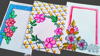 ✨🌹How to make First Page Design For ProjectFile decoration ideasHow To Draw Flower Border Designs [upl. by Beaufort508]