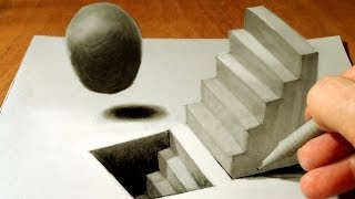 Drawing Staircase and Sphere  How to Draw 3D Staircase  Trick Art [upl. by Irved295]