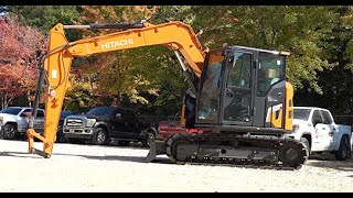 Hitachi ZX75US7 MidSized Excavator Walkaround  Extremely Versatile [upl. by Hatokad634]