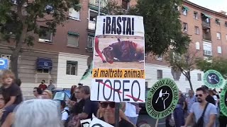 Protests against bullfighting in Madrid [upl. by Nord]