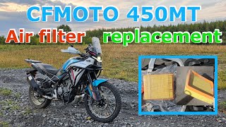 🏍 CFMOTO 450MT 👌 air filter replacement 🔧 [upl. by Ailes]