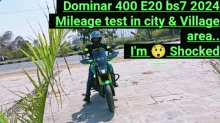 Dominar 400 E20 bs7 2024 Mileage test city amp Village 😲 shocking 400 dominar400 sudhishrider [upl. by Kampmeier]