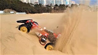 RC Car TAMIYA HotShot Rerelease Brushless Sand Beach Bash Action [upl. by Janene934]