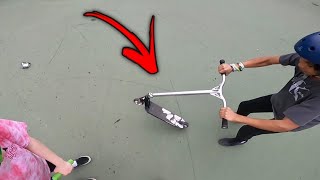 SNAPPING SCOOTER BARS AT THE SKATEPARK [upl. by Johannes360]