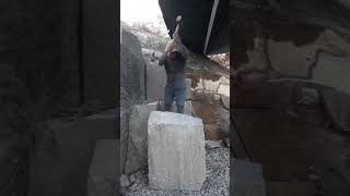 Breaking Large Stone Blocks with Hammer and Chisel Stone Work l [upl. by Auhsuj393]