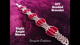 Right Angle Weave Beaded Bracelet DIY beaded bracelet [upl. by Capwell848]