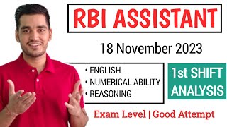 RBI ASSISTANT 18 Nov  1st shift Exam analysis  Good Attempt  Cut off  Vikas Jangid [upl. by O'Toole100]