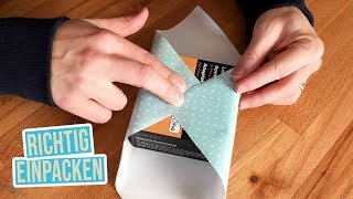 Weihnachtsgeschenk richtig einpacken  Geschenk mit wenig Papier einpacken [upl. by Llehcram]