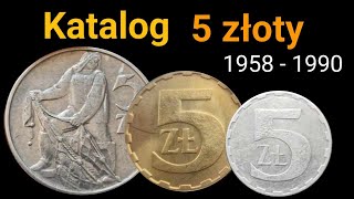 Katalog monet 5 złotych 1958  1990 Wrzesień 2023 Ceny aukcje Licytacje 5 złoty 1978 [upl. by Ednalrym715]