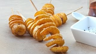 Spiral Potato  How to cut a spiral potato Tornado Potato Easy [upl. by Aleekat]