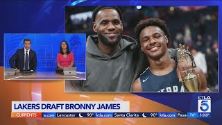 Lakers select Bronny James in NBA Draft [upl. by Zzabahs155]