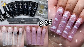 TRYING A 25 POLYGEL KIT FROM AMAZON POLYGEL OMBRE amp CLOUD NAIL ART DESIGN  Nail Tutorial [upl. by Ylrrad]