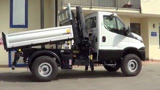 Iveco Daily 4x4 2 assi  Cassone ribaltabile trilaterale con gru DN [upl. by Enttirb]