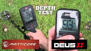 MINELAB MANTICORE vs XP DEUS II  DEPTH TEST WITH GENERAL SETTINGS [upl. by Egrog]