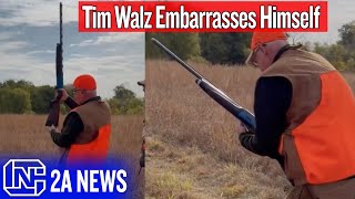 Tim Walz Embarrasses Himself Going Shooting Cant Load A Shotgun [upl. by Orazal888]