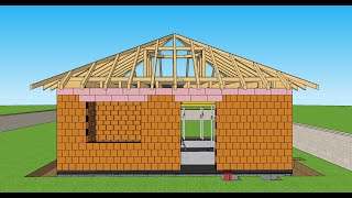 How to build a small brick family house with a wooden truss [upl. by Inohtna]